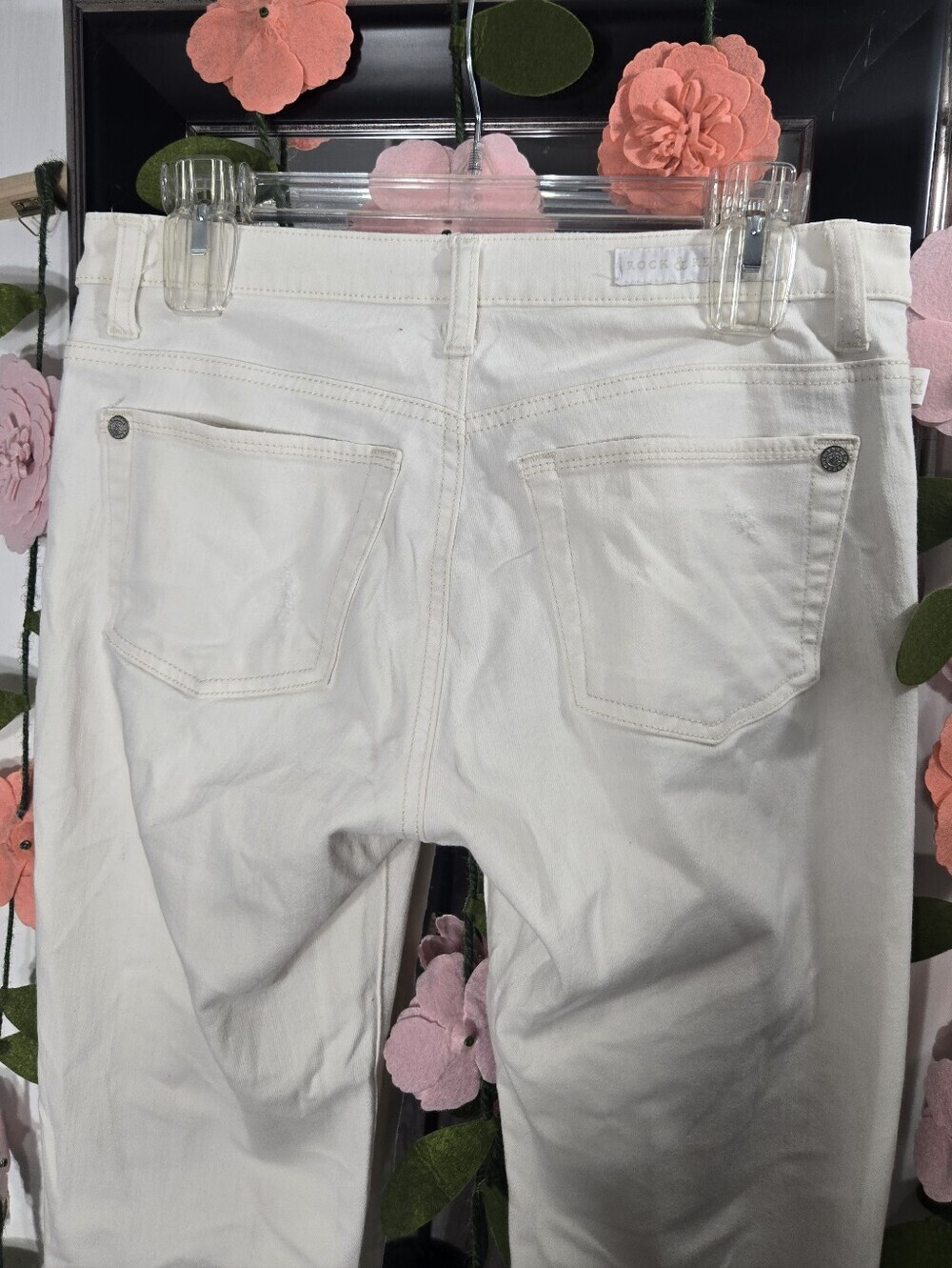 Rock And Republic Women Berlin Skinny Jeans Ivory Color Sz 8 - Picture 8 of 11